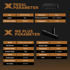 CNC X-WE PLUS Wireless Tattoo Pen Machine Version mit kabelloser Pedalsteuerung