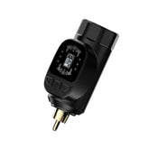 Hawink wireless tattoo battery power supply for RCA machines, featuring a digital display, control buttons, and a compact black design.