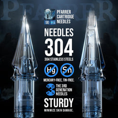 PFARRER Tattoo Cartridges Needles 50Pcs Mixed #10 Bugpin Round Liner 3RL 5RL 7RL 9RL 11RL