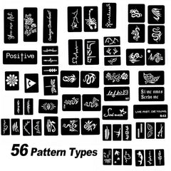 HAWINK Temporary Tattoo Markers for Skin 10 Body Markers & 56 Large Tattoo Stencils