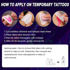 PFARRER 20 Blatt temporäre Neon-Tattoos/Tattoo-Schablonen, die im Dunkeln leuchten