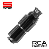 A black CNC S1 Brushless Tattoo Machine with an RCA connector.