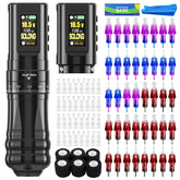 CNC Tattoo Machine Kit E96 7 Stroke Adjustable Wireless Tattoo Machine with 2 Batteries & 40PCS Cartridges