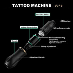 HAWINK Tattoo-Maschinen-Set P37 Rotary Pen Machine mit 10 Patronen und 7 Tinten