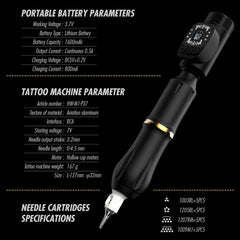 HAWINK Tattoo Machine Kit P37 Rotary Pen Machine with 10PCS Cartridges & 7 inks