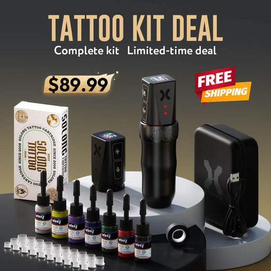 E78 Tattoo Kit Tattoo Machine with Two 1600mAh Batteries LED Display Tattoo Gun 20PCS Tattoo Cartridge Needles and 7PCS Ink