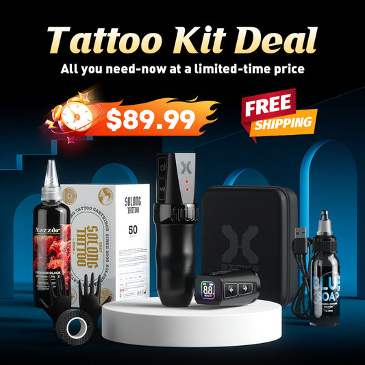 E78 Tattoo Kits Tattoo Machine with 1600mAh LED Display Tatoo Kit 40PCS Needles and 14 Ink Black