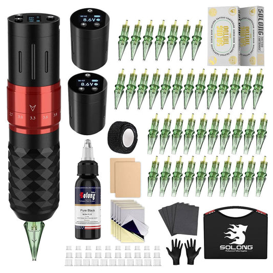 Wireless Cartridge Rotary Tattoo Machine Pen Kit With 2 Battery SLE75KIT-1
