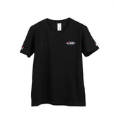CNC Tattoo T-Shirt. Black short-sleeved t-shirt with a white and red CNC logo on the chest and sleeve.