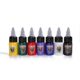 HAWINK tattoo ink 7-color set, 15ml bottles, including Yellow, Green, Red, Purple, Blue, White, and Concentrated Black