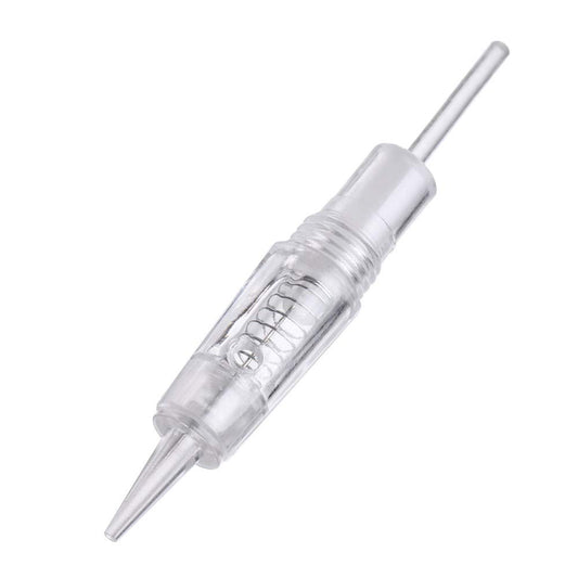 Transparent PMU cartridge for eyebrow round liner (RL), showing internal spring