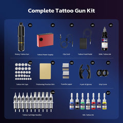 Kit de machine à tatouer Solong EK128B Machine à tatouer rotative pour débutants avec Catridges et encre