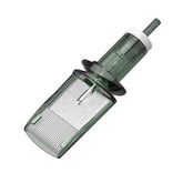 Close-up of a Super Large Tattoo Weaved Magnum M1 needle cartridge, transparent green casing, with multiple rows of needles visible inside.