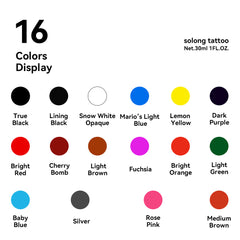 Set de colores de tinta para tatuaje 9/16 PCS 30ml Solong