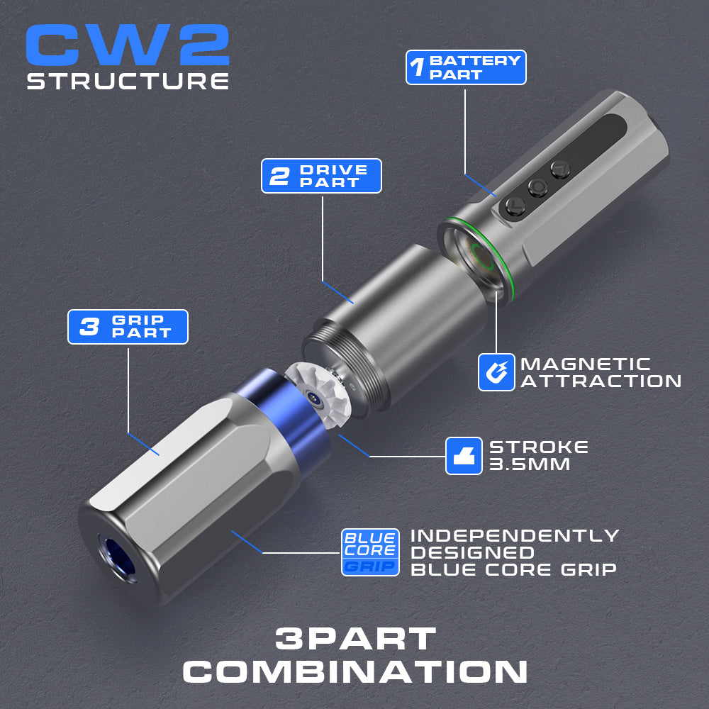 CNC CW2 Wireless Tattoo Machine 3.5MM - Dual Batteries