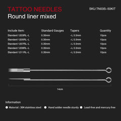 STIGMA Mixed Sterile Stainless Steel Tattoo Needles
