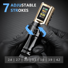 E96 Adjustable Wireless Tattoo Kit – 7 Strokes, Dual Colors, LED Display, Inks & 40 Cartridges Included