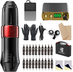 Solong Rotating Hybrid Tattoo Pen with Wireless Tattoo Battery 20 Cartridges