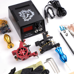 Solong Tattoo Complete Tattoo Set 2 Pro Machine Power Supply Foot Pedal Needles Grips Tips TK226