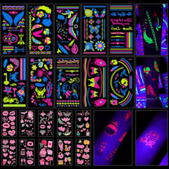 PFARRER 20 Sheet Glow in The Dark Neon Temporary Tatuaggi/Stencil Tattoo