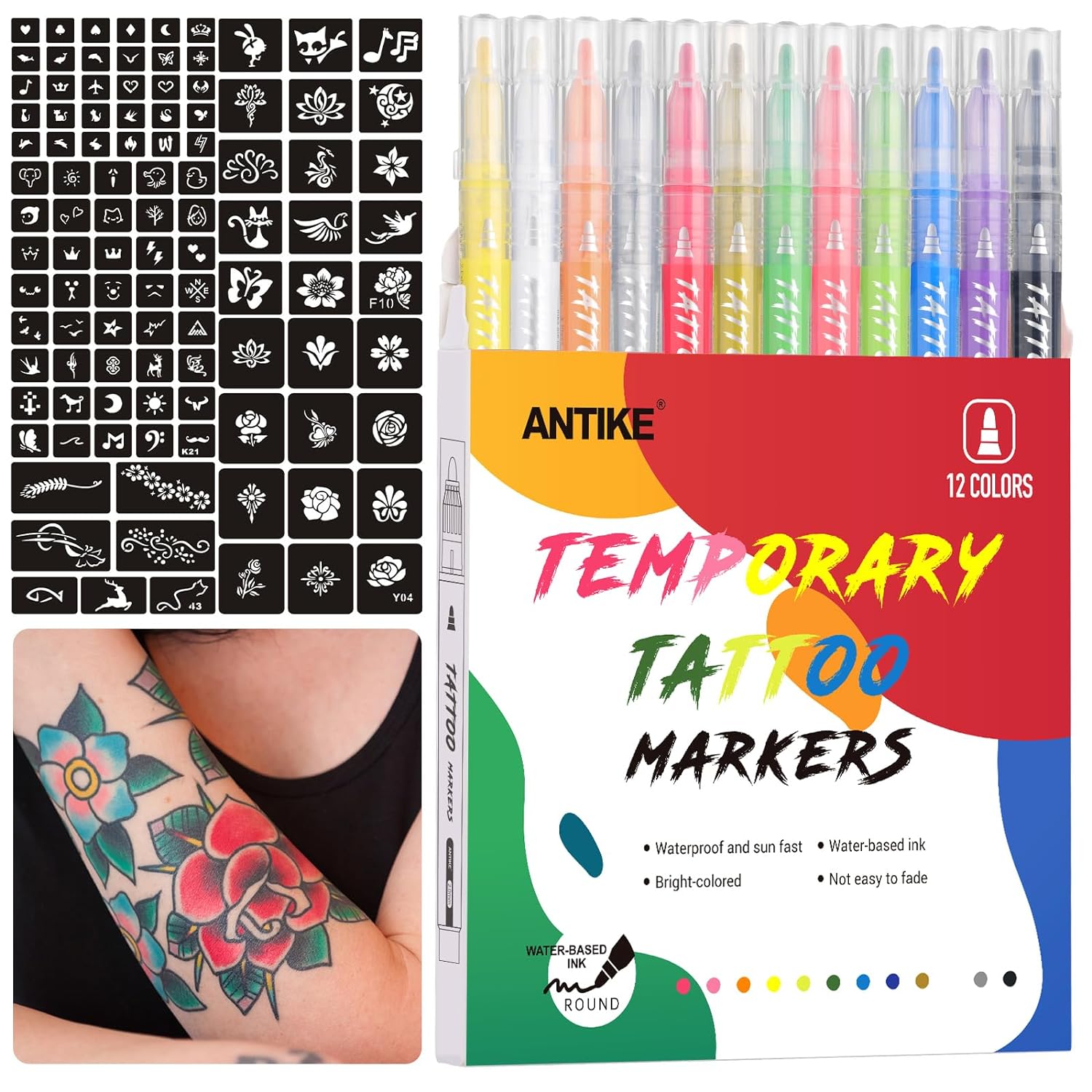 ANTIKE 12 Temporary Tattoo Markers