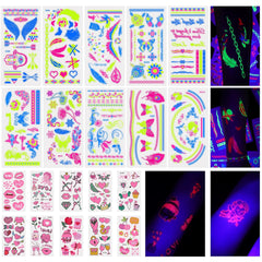 PFARRER 20 Sheet Glow in The Dark Neon Temporary Tattoos/Tattoo Stencils