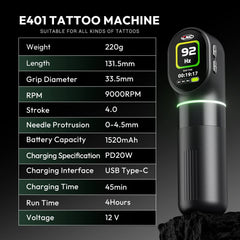 CNC AURIX Dual Battery Wireless Tattoo Machine – Stable Power for Lining, Shading & Packing