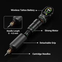 CNC AURIX Dual Battery Wireless Tattoo Machine – Stable Power for Lining, Shading & Packing