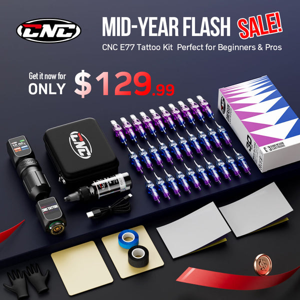 CNC E77 Tattoo Machine Kit – Wireless Pen, Dual Batteries