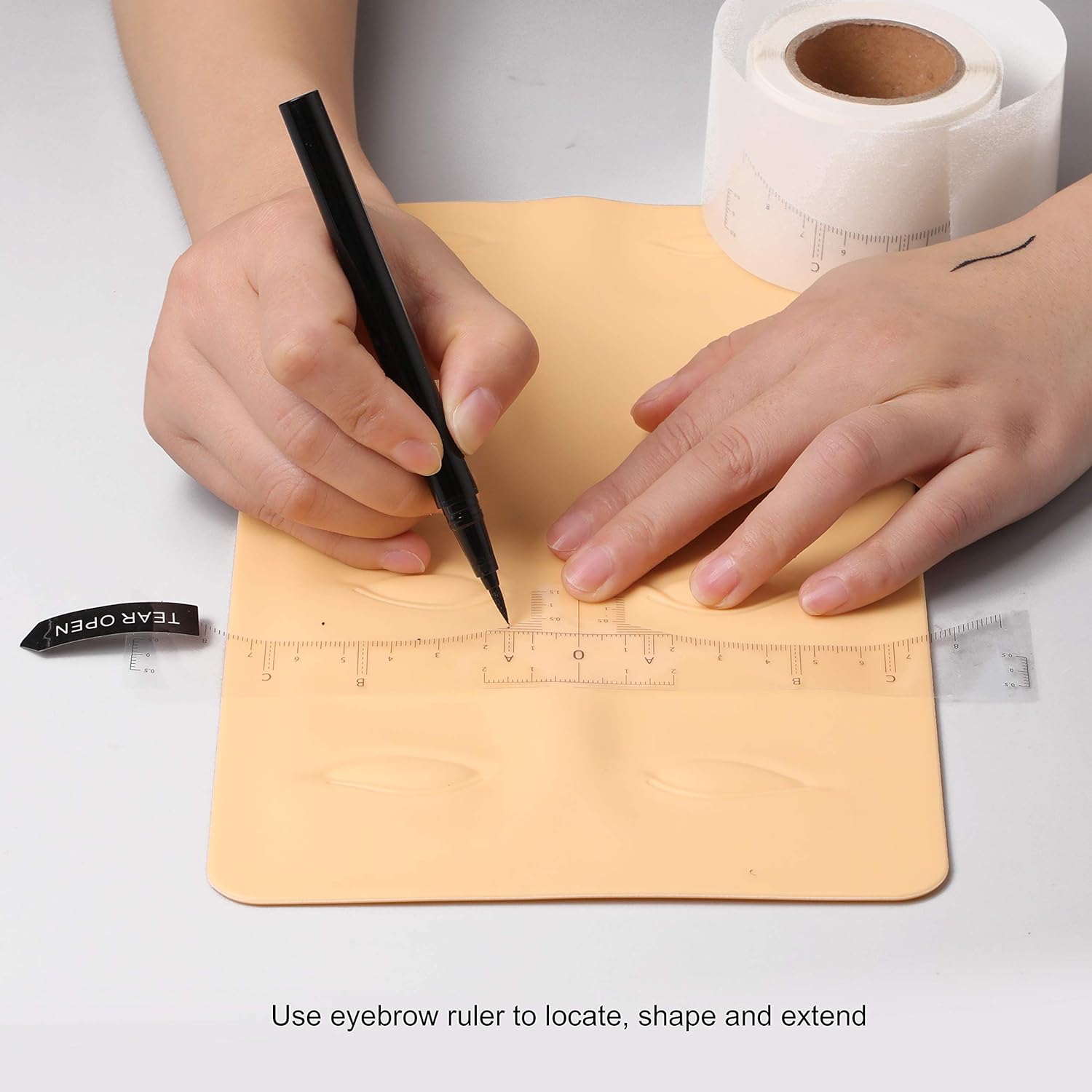 use eyebrow ruler to locate, shape and extend