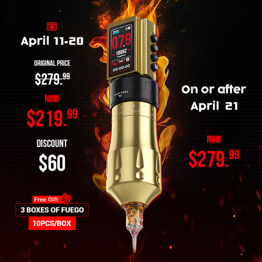 CNC E400 7 Stroke Adjustable Wireless Tattoo Machine & 2*1800mAh Battery