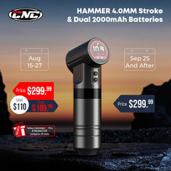 CNC HAMMER–4.0mm Stroke Wireless Tattoo Machine Dual 2000mAh Batteries 9800 RPM Coreless Motor Precision & Durable Design