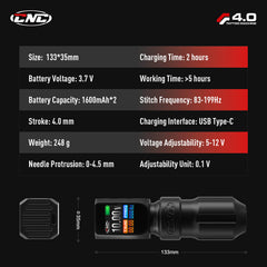 CNC E77 PRO Wireless Tattoo Pen Machine with 3200mAh Dual Batteries, LED Display, 4.0 Stroke, Coreless Motor — for Professionals & Beginners