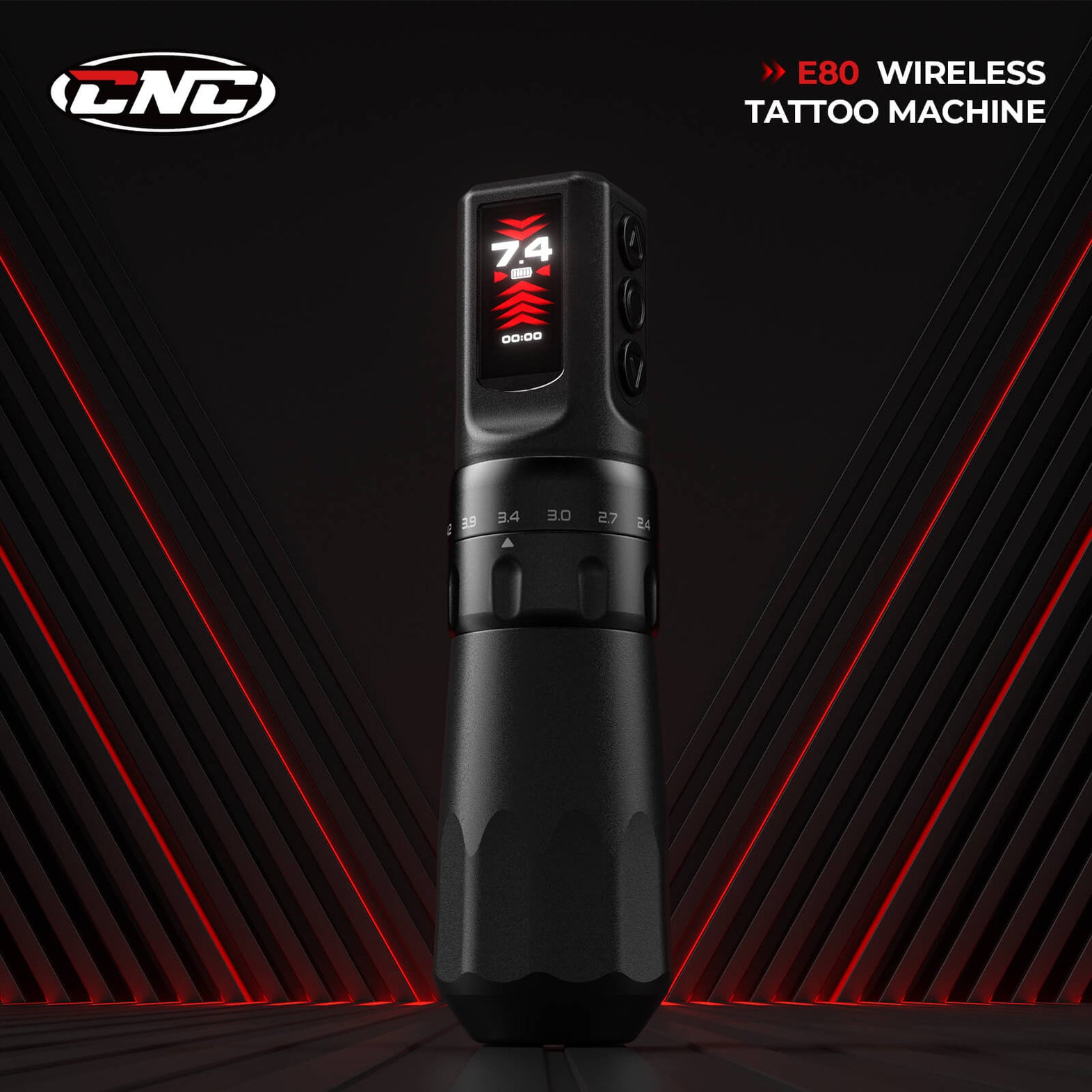 CNC E80 Premium Wireless Tattoo Pen – Coreless Motor, Adjustable Strok