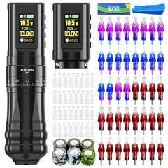 CNC Tattoo Machine Kit E96 7 Stroke Adjustable Wireless Tattoo Machine with 2 Batteries & 40PCS Cartridges