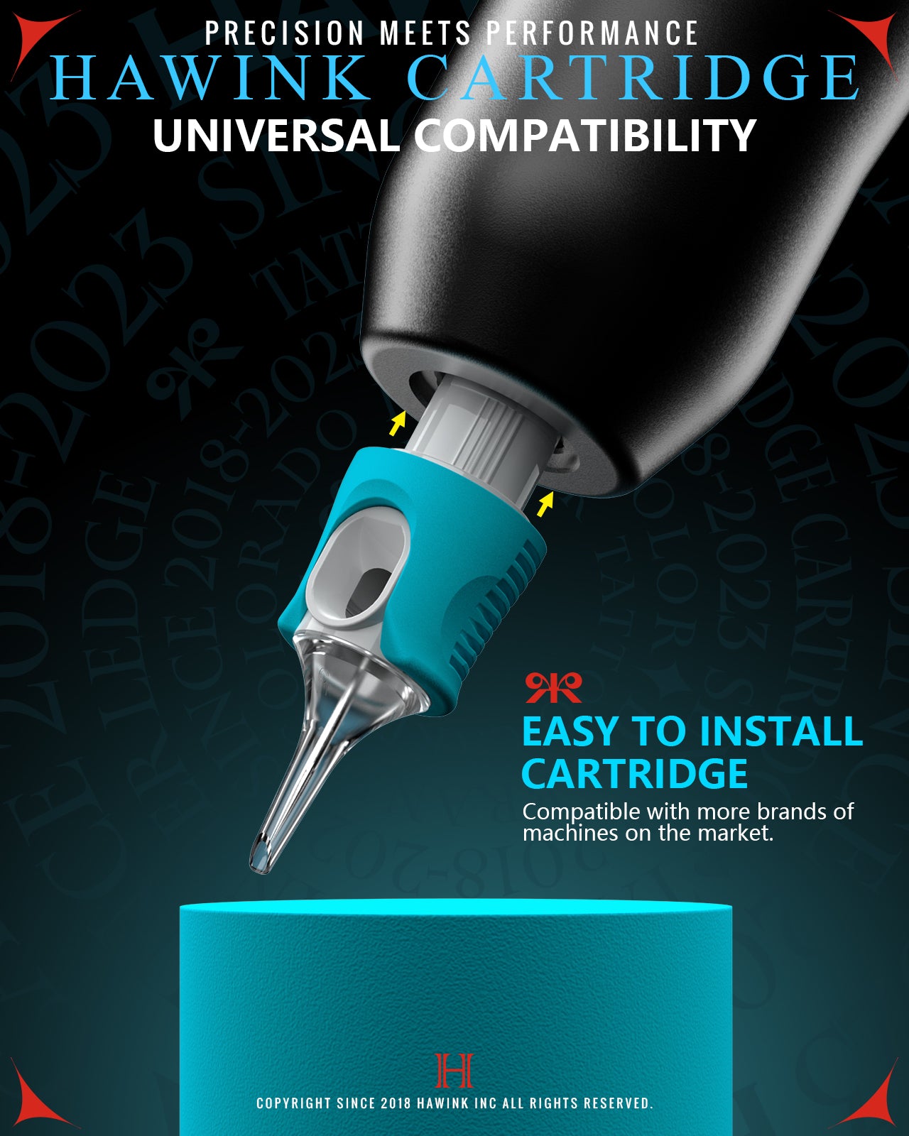 HAWINK Tattoo Needles Cartridges, easy to install and universally compatible with various tattoo machine brands.