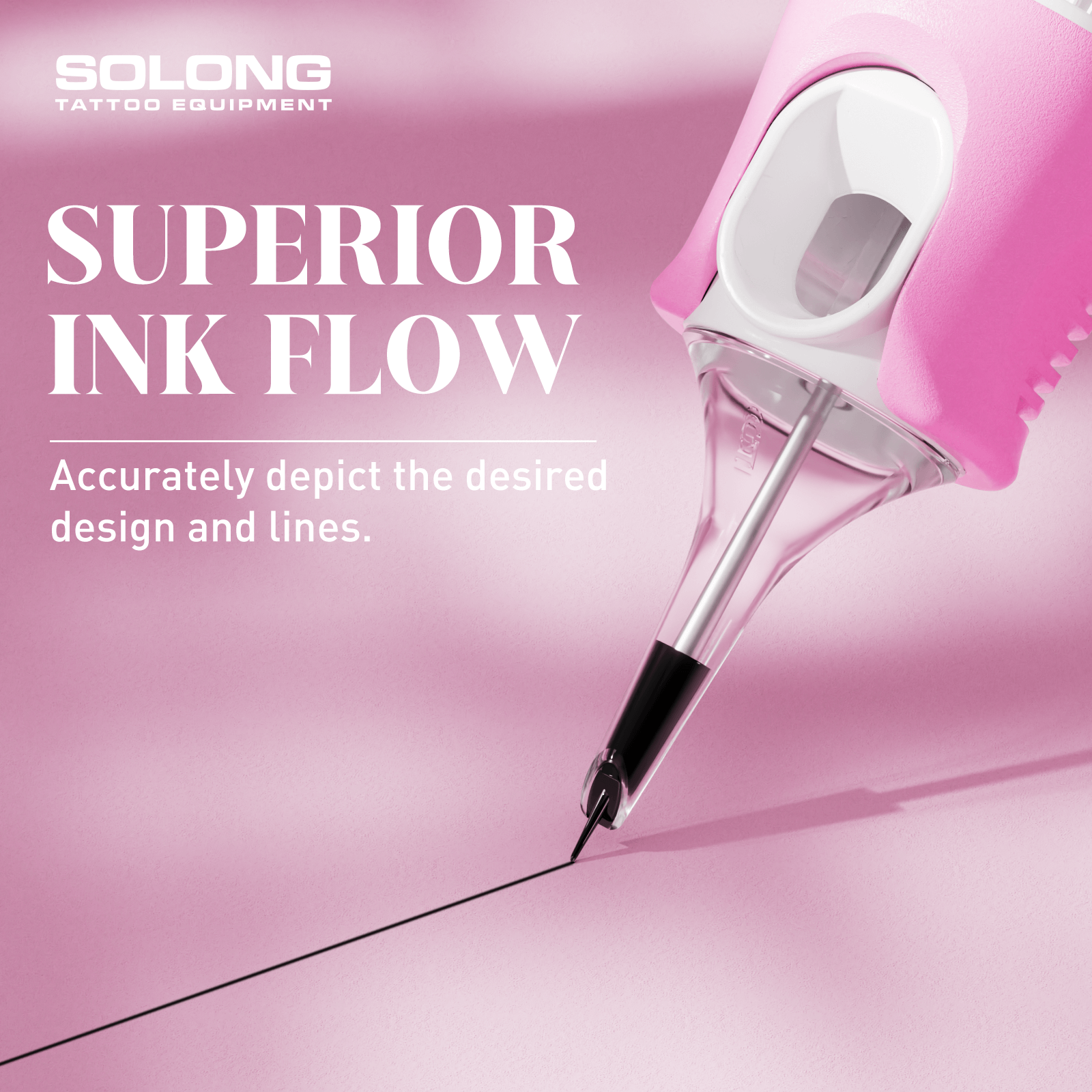 Superior ink flow for detailed tattoo lines.