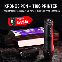 CNC Tattoo Pro Bundle:T106 Ultra-HD Bluetooth Printer + KRONOS Adjustable Stroke Machine