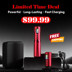 E98 4.0mm Stroke Tattoo Machine with 2 Batteries, Brushless Motor, Fast Charge