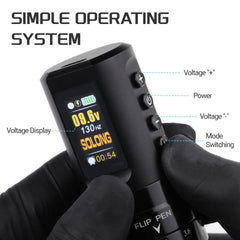 E96 Adjustable Wireless Tattoo Kit – 7 Strokes, Dual Colors, LED Display, Inks & 40 Cartridges Included