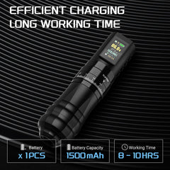 E96 Adjustable Wireless Tattoo Kit – 7 Strokes, Dual Colors, LED Display, Inks & 40 Cartridges Included