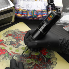E96 Adjustable Wireless Tattoo Kit – 7 Strokes, Dual Colors, LED Display, Inks & 40 Cartridges Included