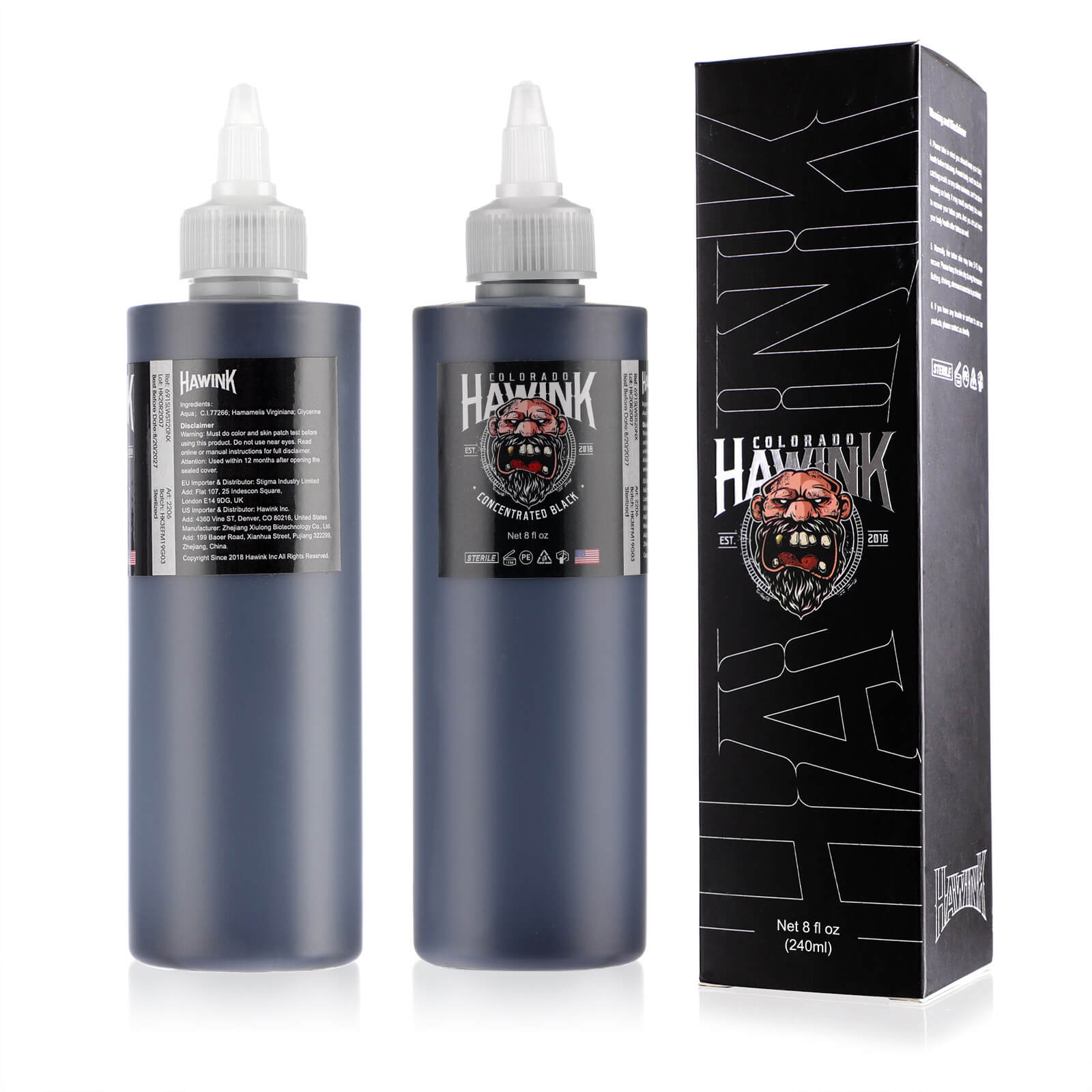 Dark Ink Tattoo Ink Pure Black and Concentrated Black 15-240ml HAWINK (sig)