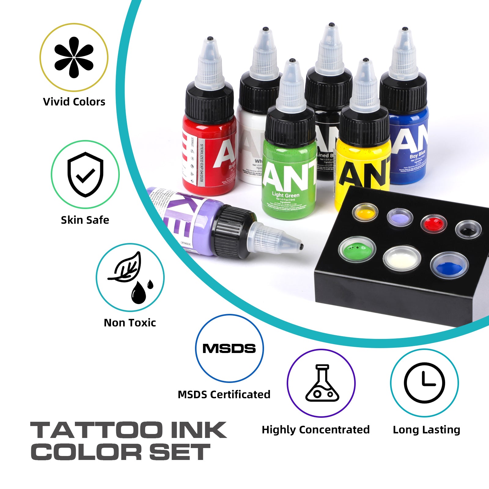Colorful Ink Set ANTIKE Tattoo Ink Color Set 7 PCS 15ml/Bottle