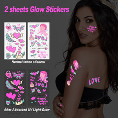 PFARRER Tattoo Temporary Marker 15 Body Marker &amp; 56 grandi stencil da tatuaggio e 2 fogli Glow Stickers